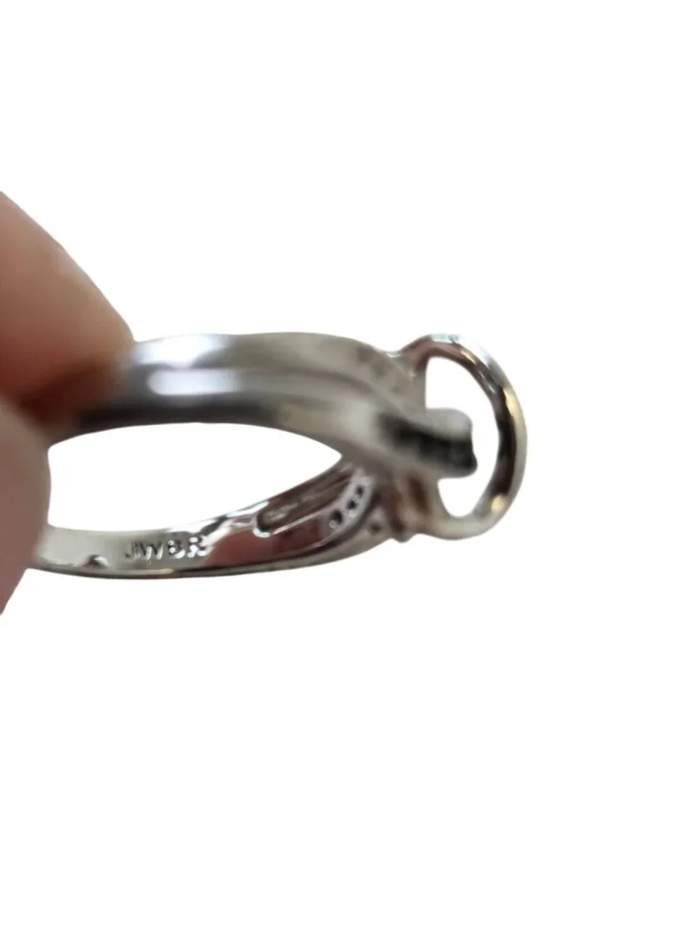 JWBR Sterling Silver .925 Lab Created White & Black Diamond Ring Size 6.75-7